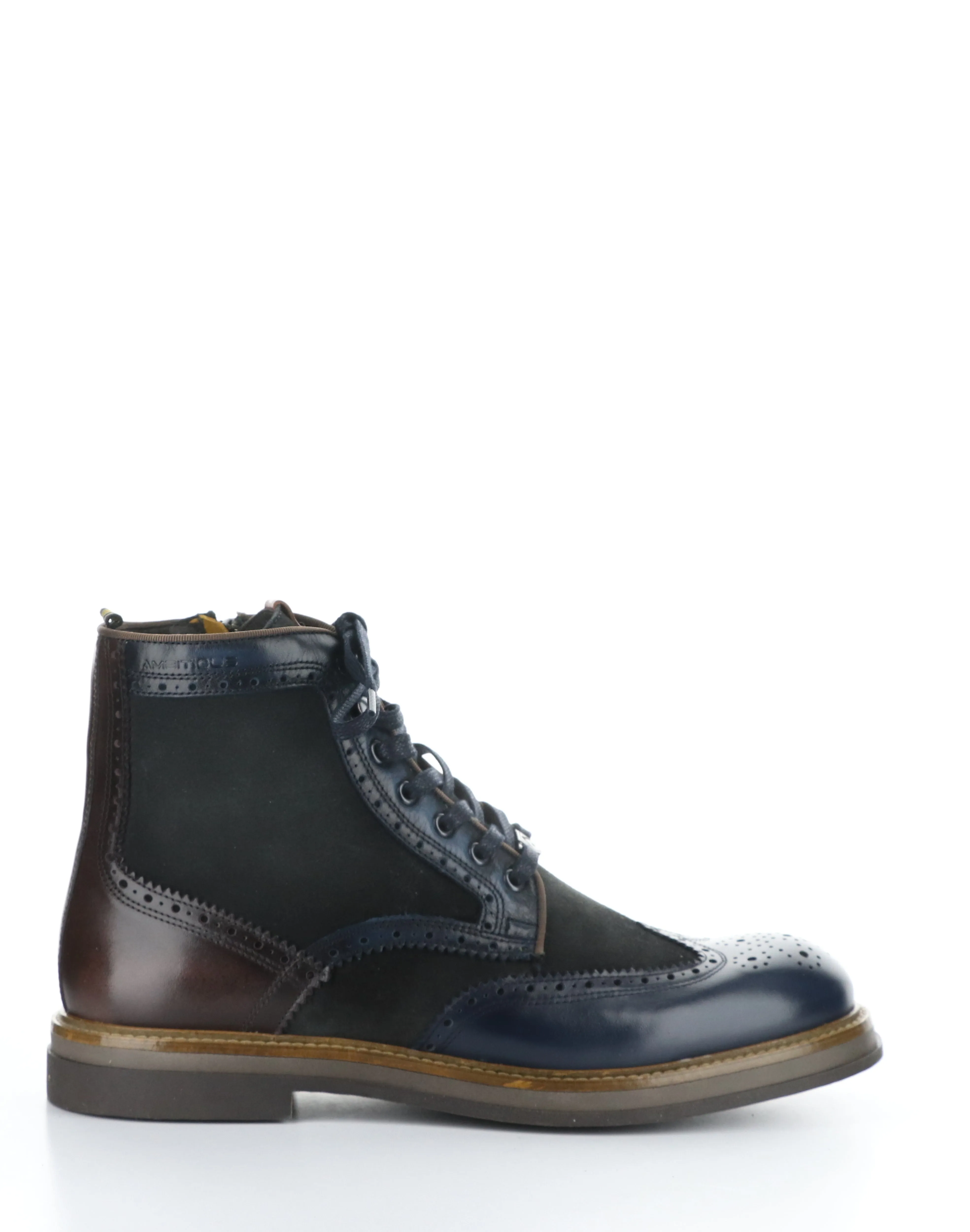 12432B NAVY Round Toe Boots
