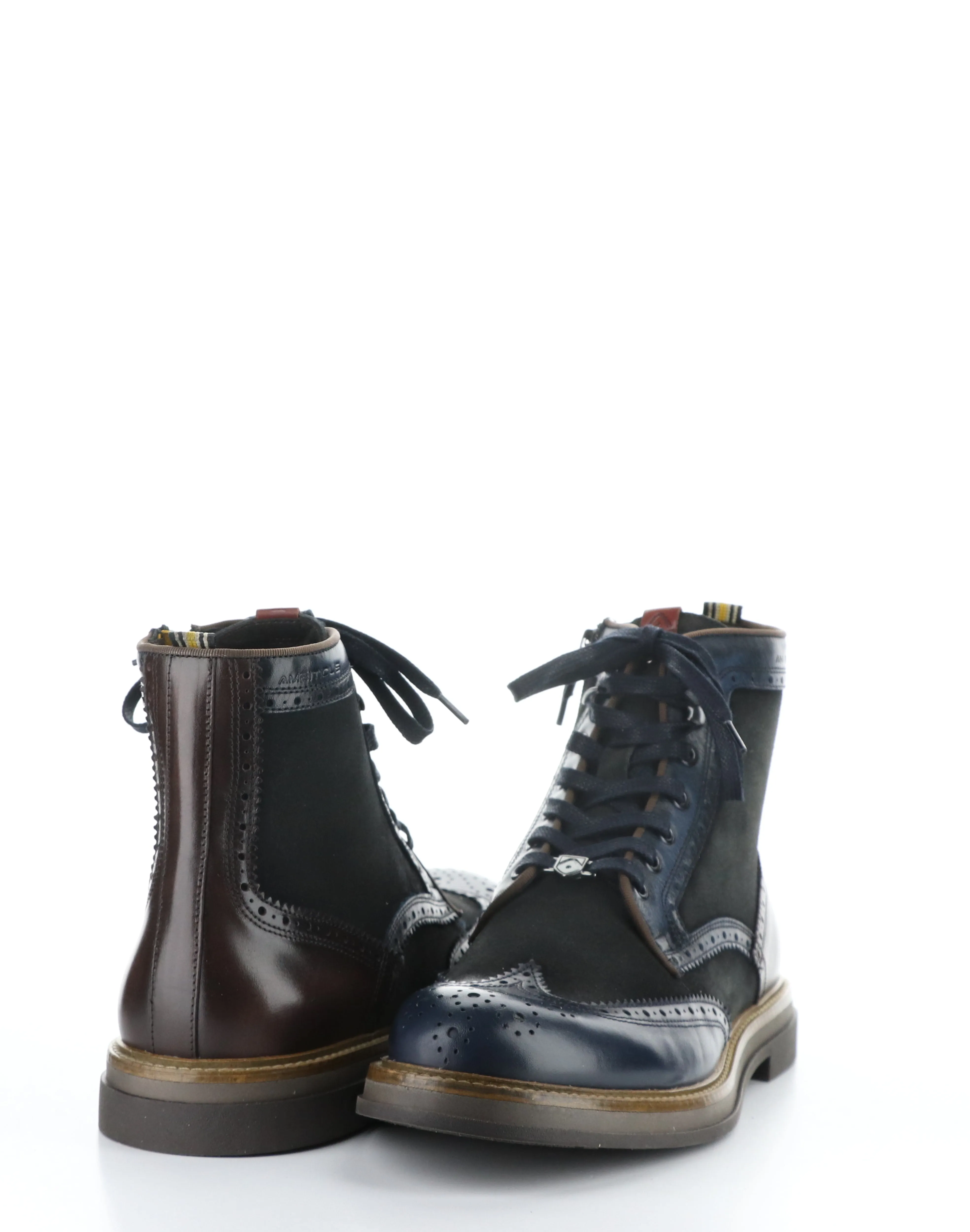 12432B NAVY Round Toe Boots