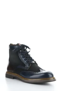 12432B NAVY Round Toe Boots