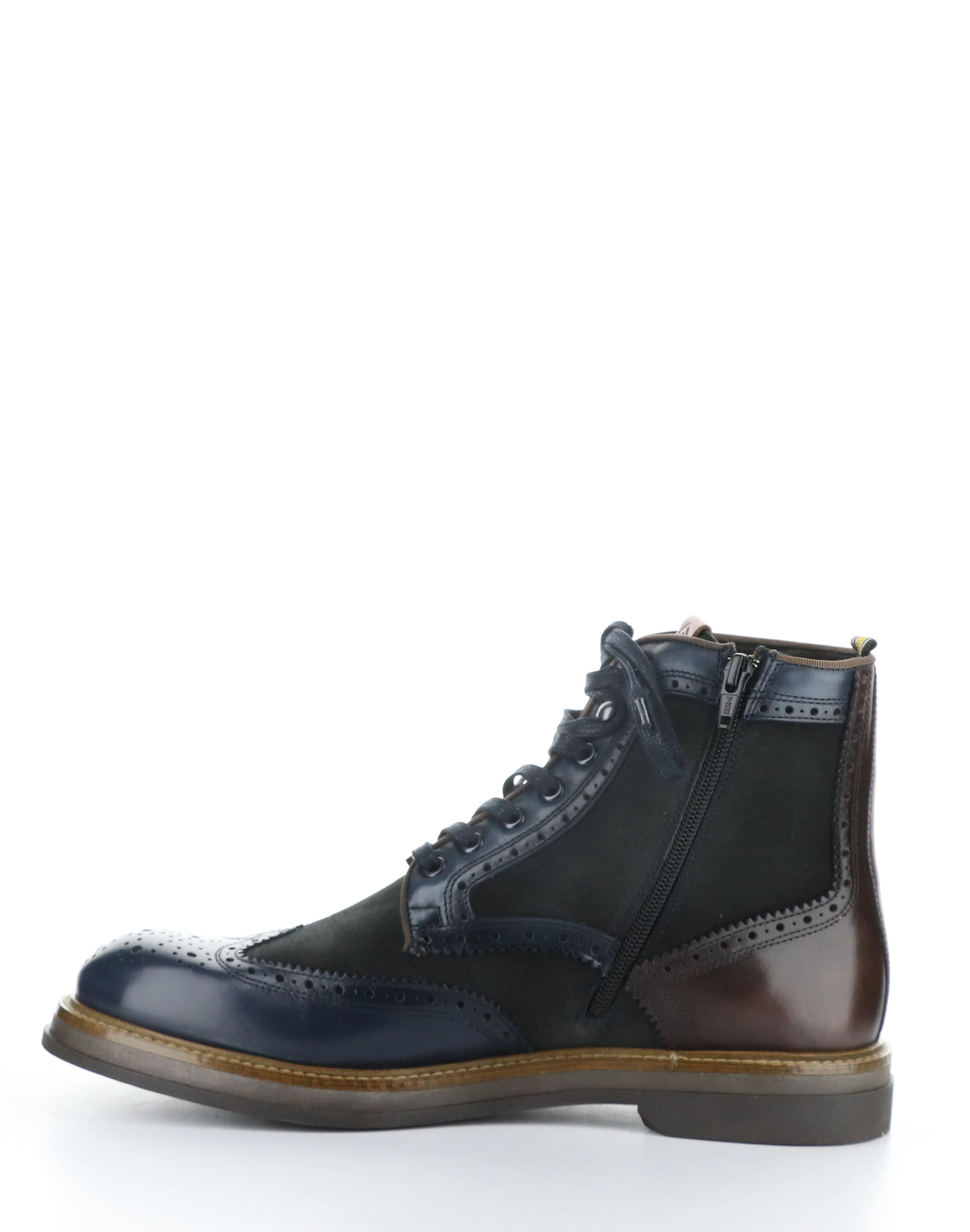 12432B NAVY Round Toe Boots