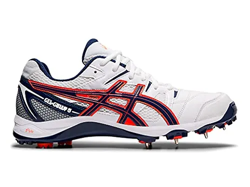 ASICS Men Gel-Peake 5 White/Blue Expanse Leather Cricket Shoes-6 UK (40 EU) (7 US) (P613Y)
