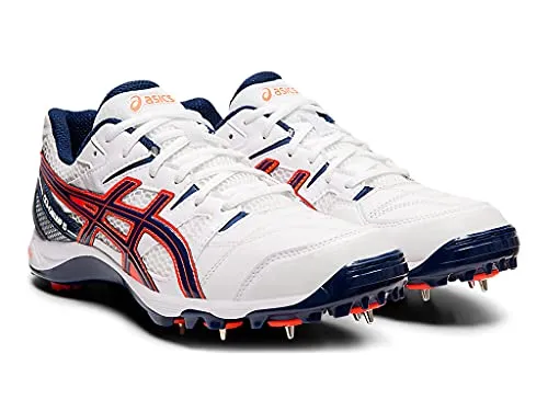 ASICS Men Gel-Peake 5 White/Blue Expanse Leather Cricket Shoes-6 UK (40 EU) (7 US) (P613Y)