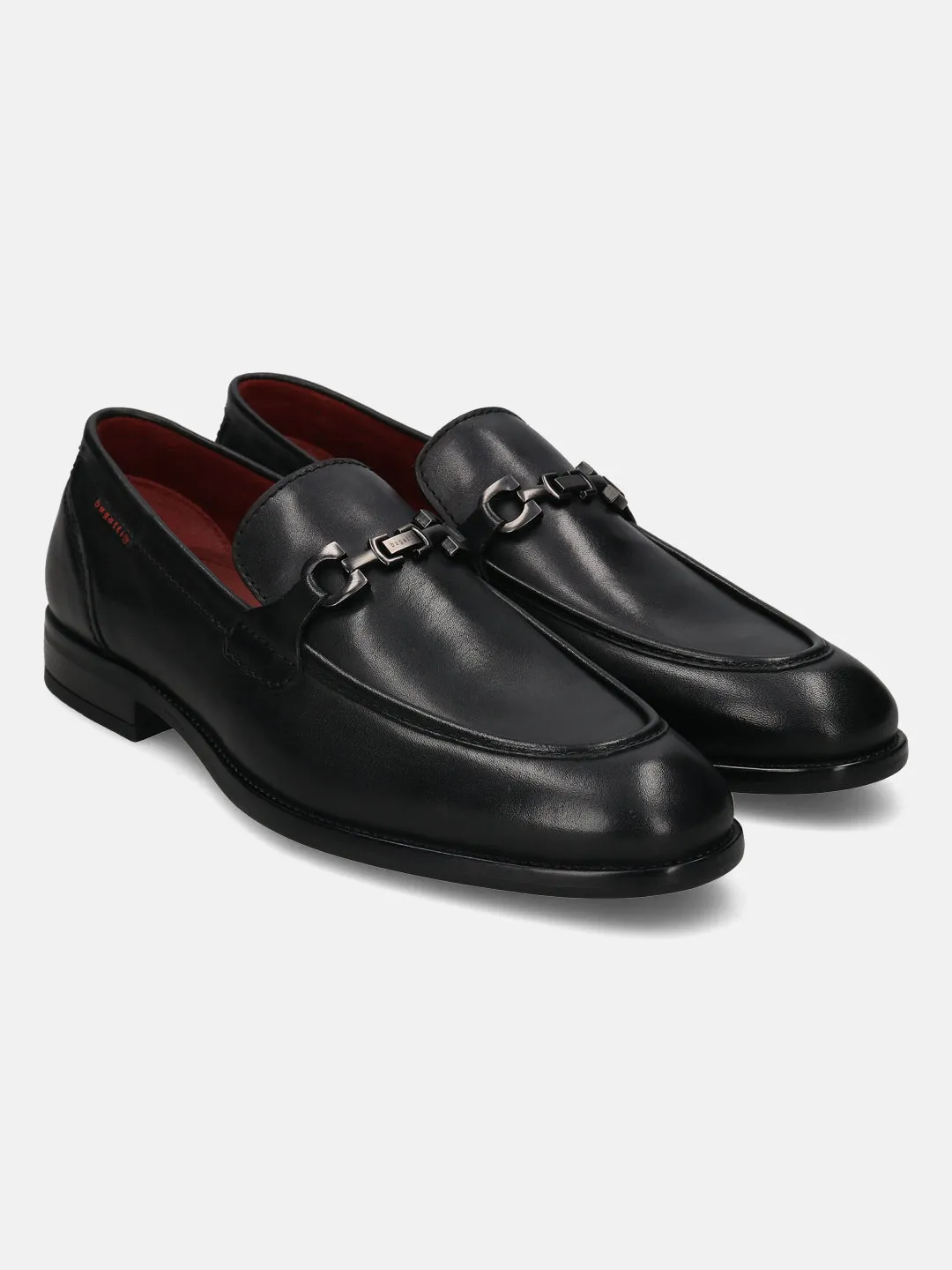 bugatti Black Bit Premium Leather Formal Slip-Ons