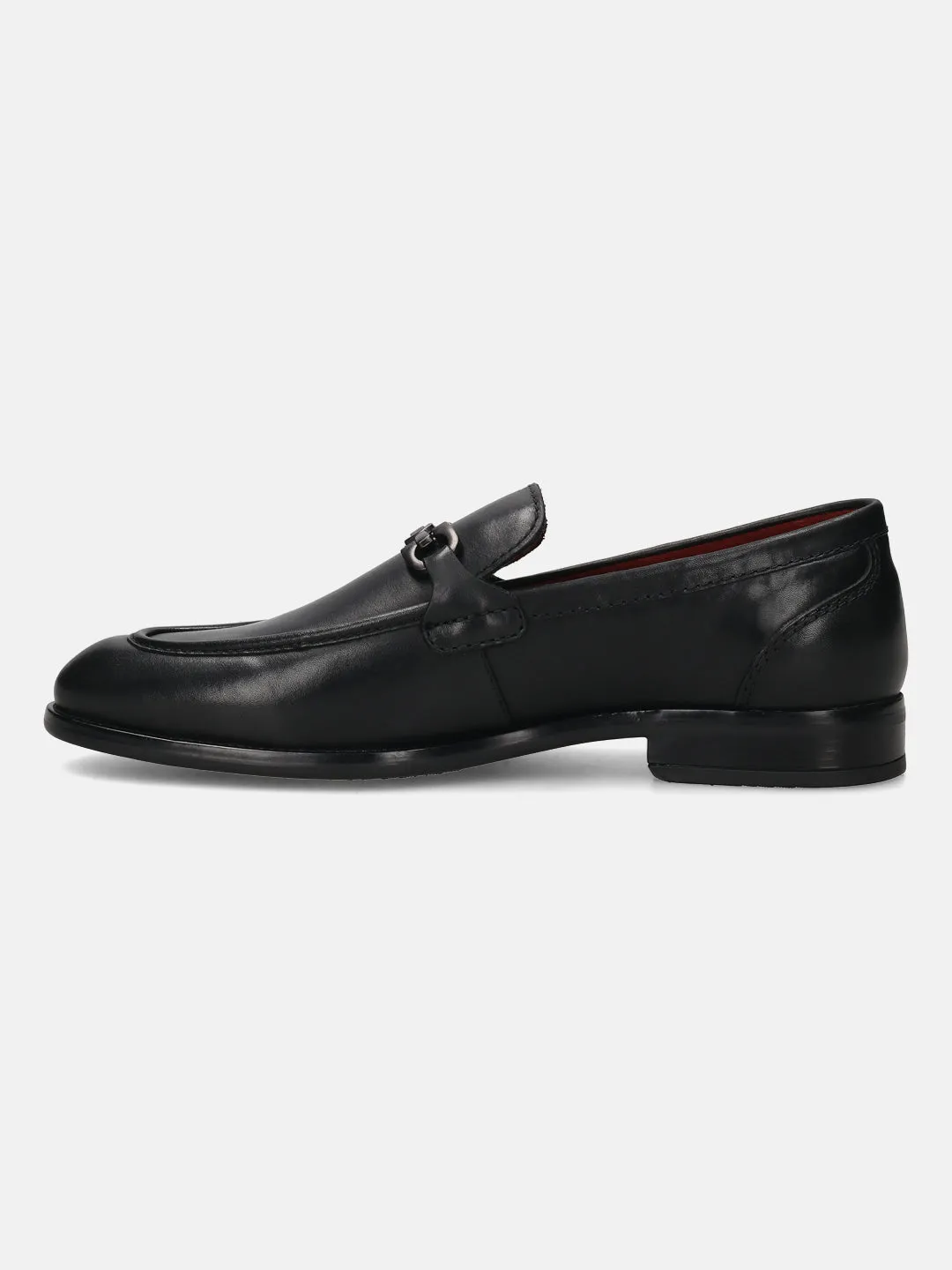 bugatti Black Bit Premium Leather Formal Slip-Ons