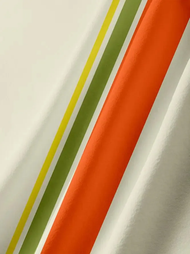 Casual Art Collection Geometric Stripes Color Block Bowling Shirt