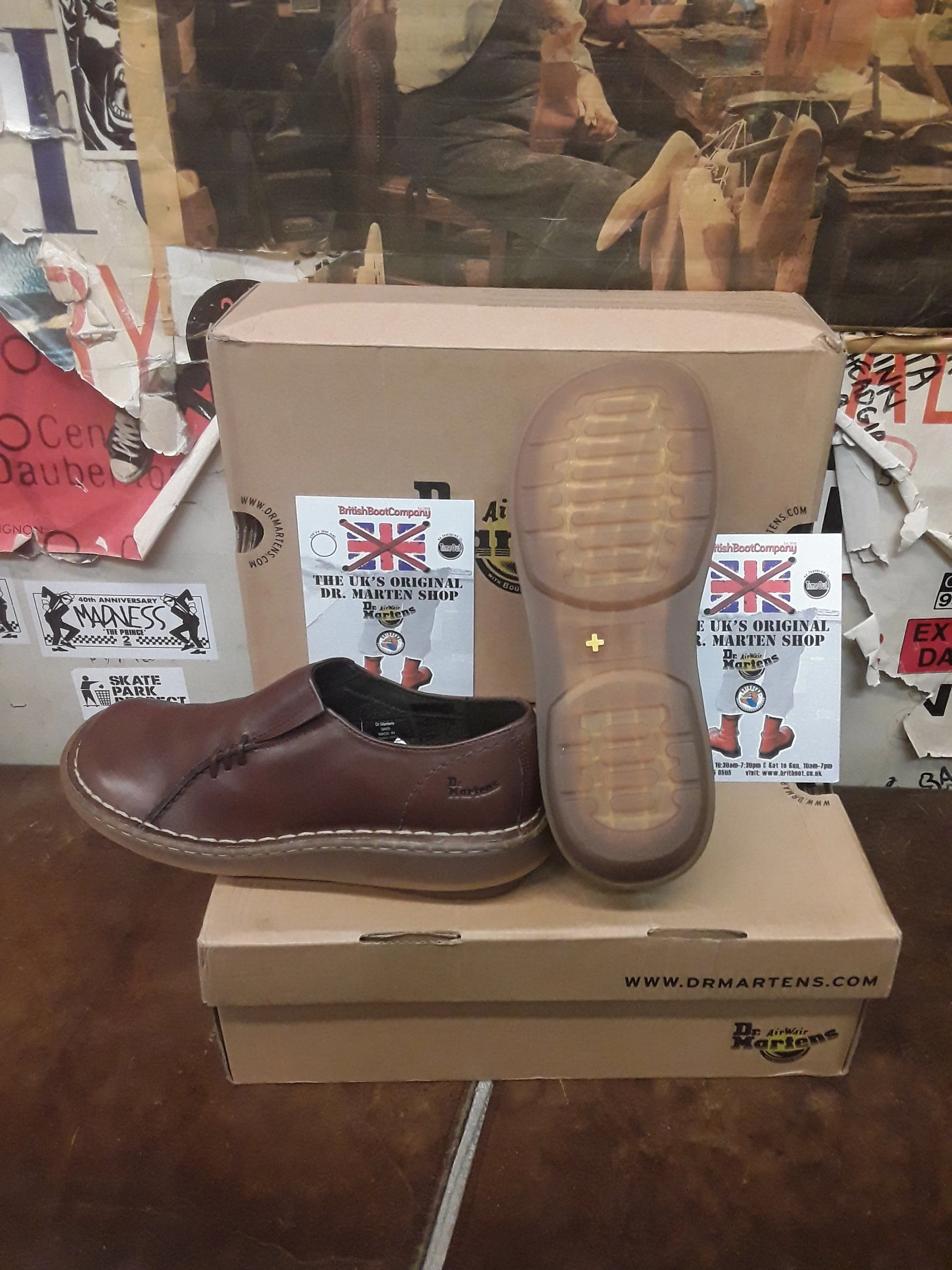 Dr Martens Slip Ons, Size UK4,7-8, Limited Edition, Bark Brown Leather, Womens Leather Shoes / 3a65