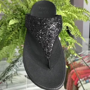 FitFlop Lulu Glitter Toe-Thongs Black Glitter | Dotique