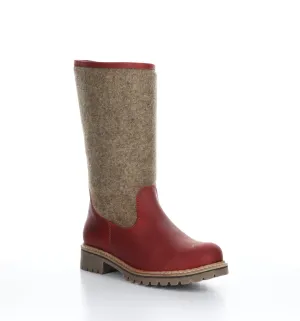 HANAH Red/Beige Round Toe Boots