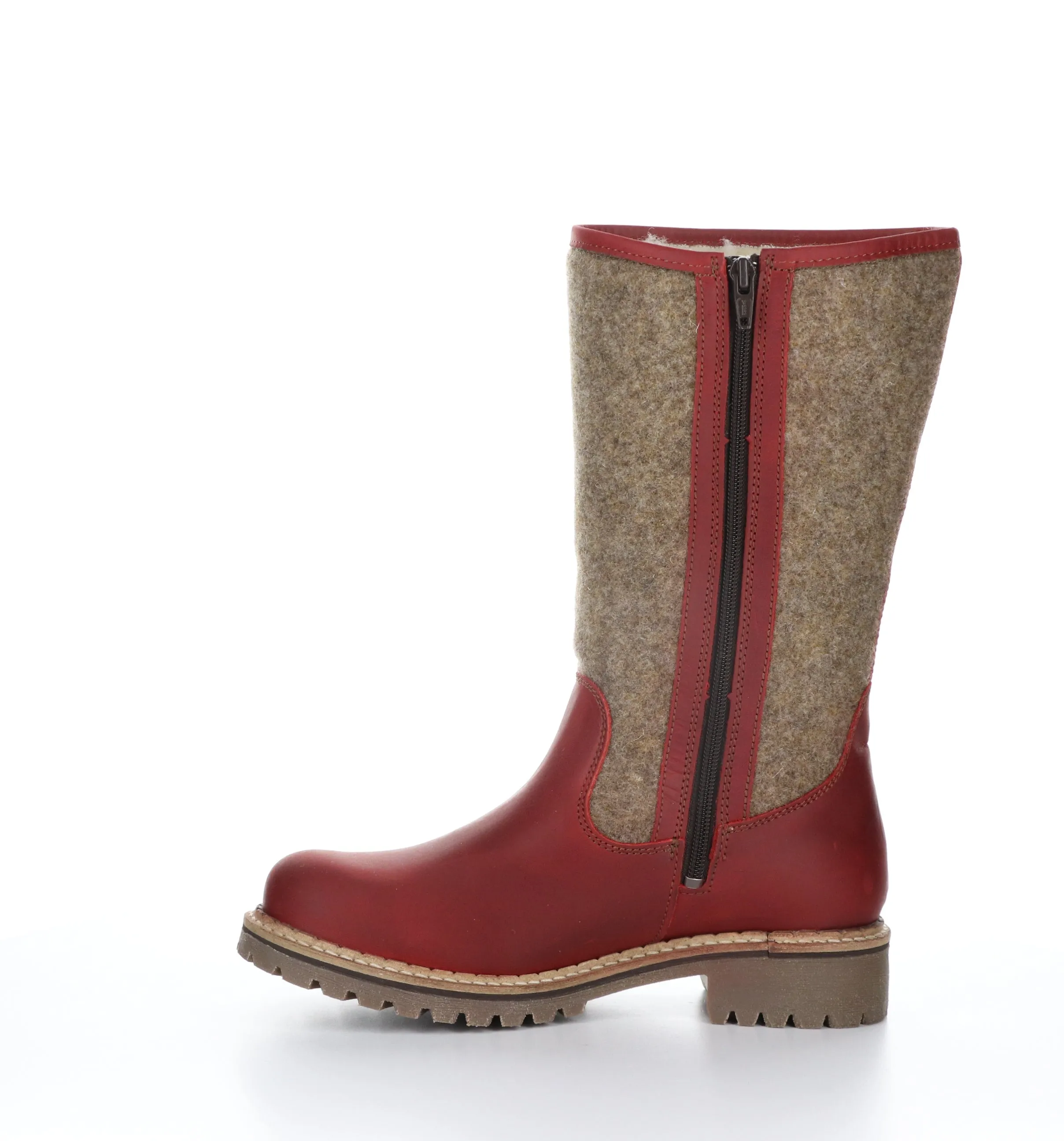 HANAH Red/Beige Round Toe Boots