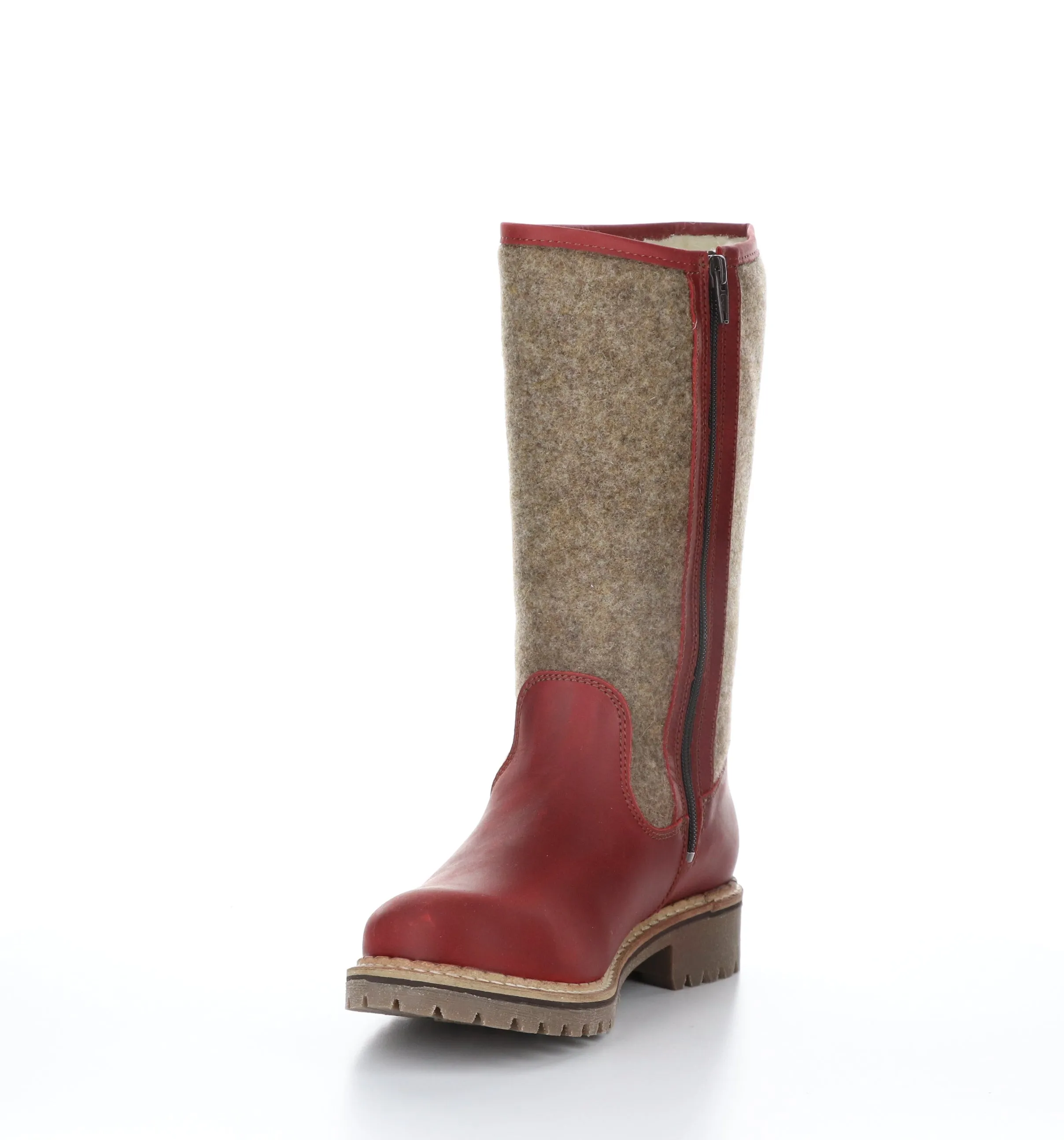 HANAH Red/Beige Round Toe Boots