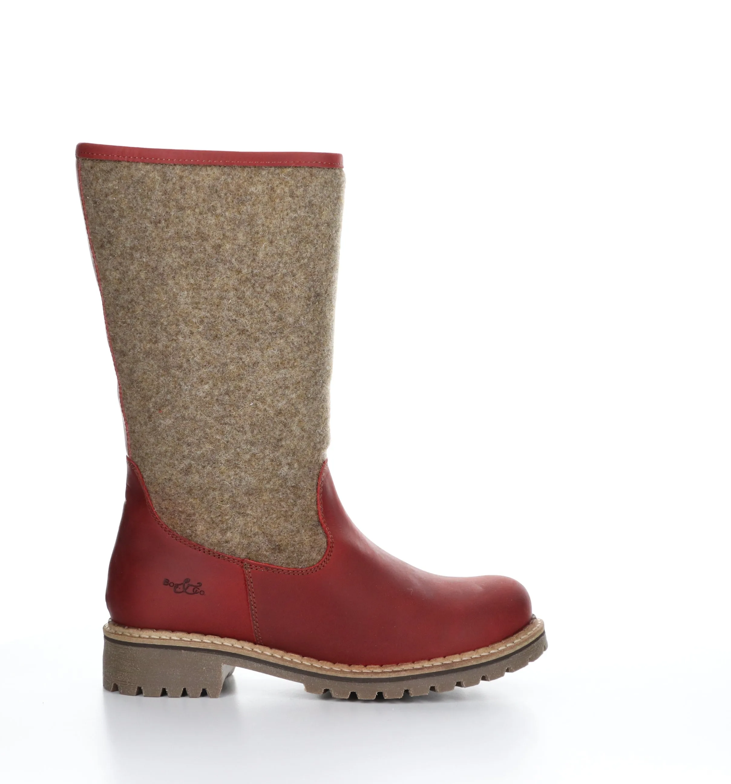 HANAH Red/Beige Round Toe Boots