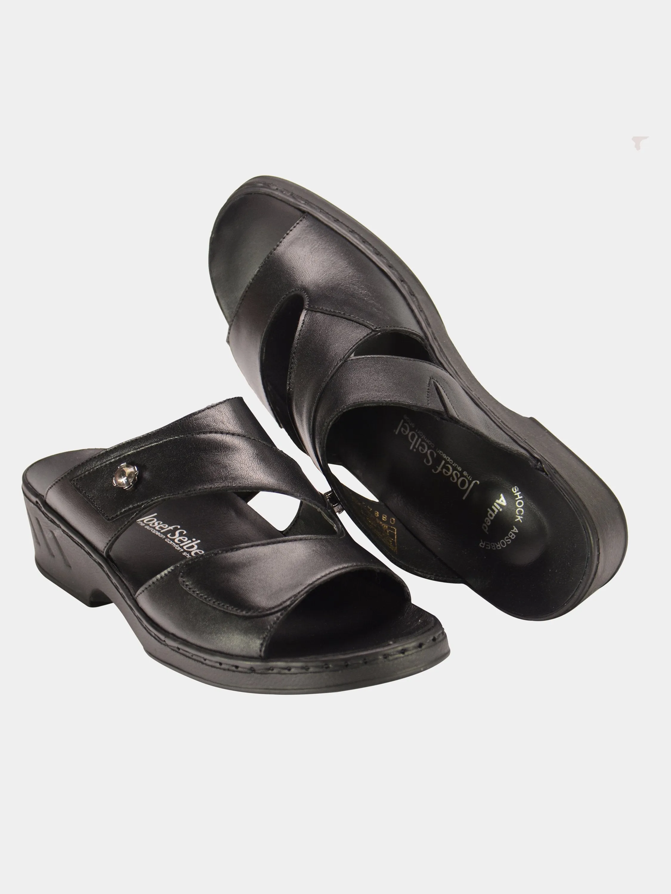 Josef Seibel Women's Double Strap Slider Leather Sandals