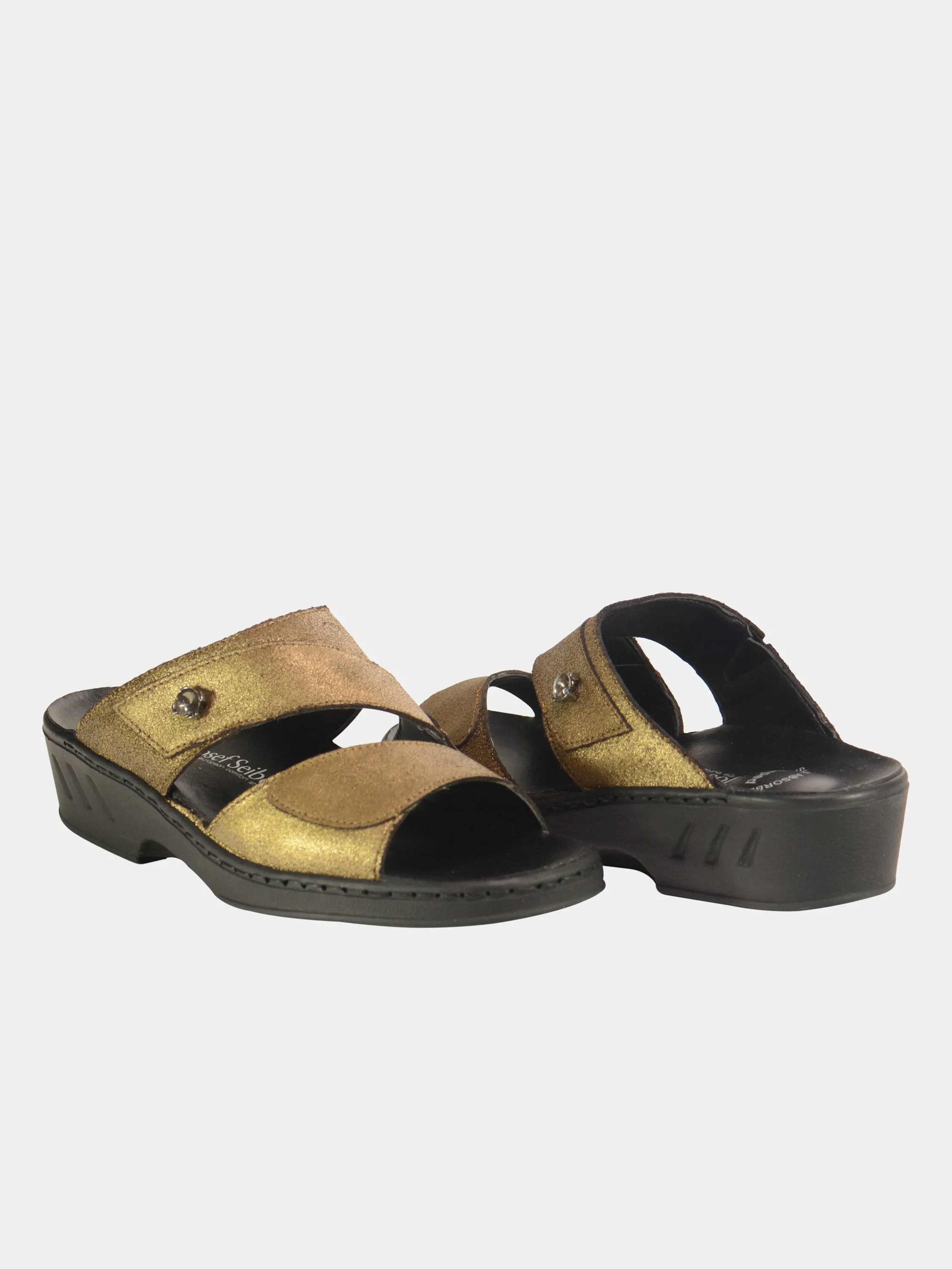 Josef Seibel Women's Double Strap Slider Leather Sandals