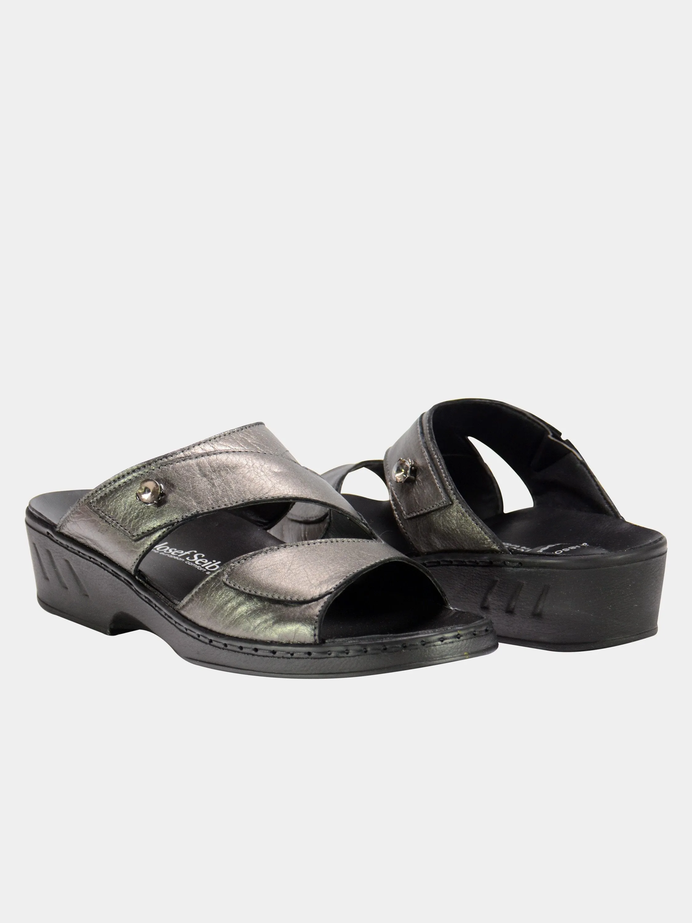 Josef Seibel Women's Double Strap Slider Leather Sandals