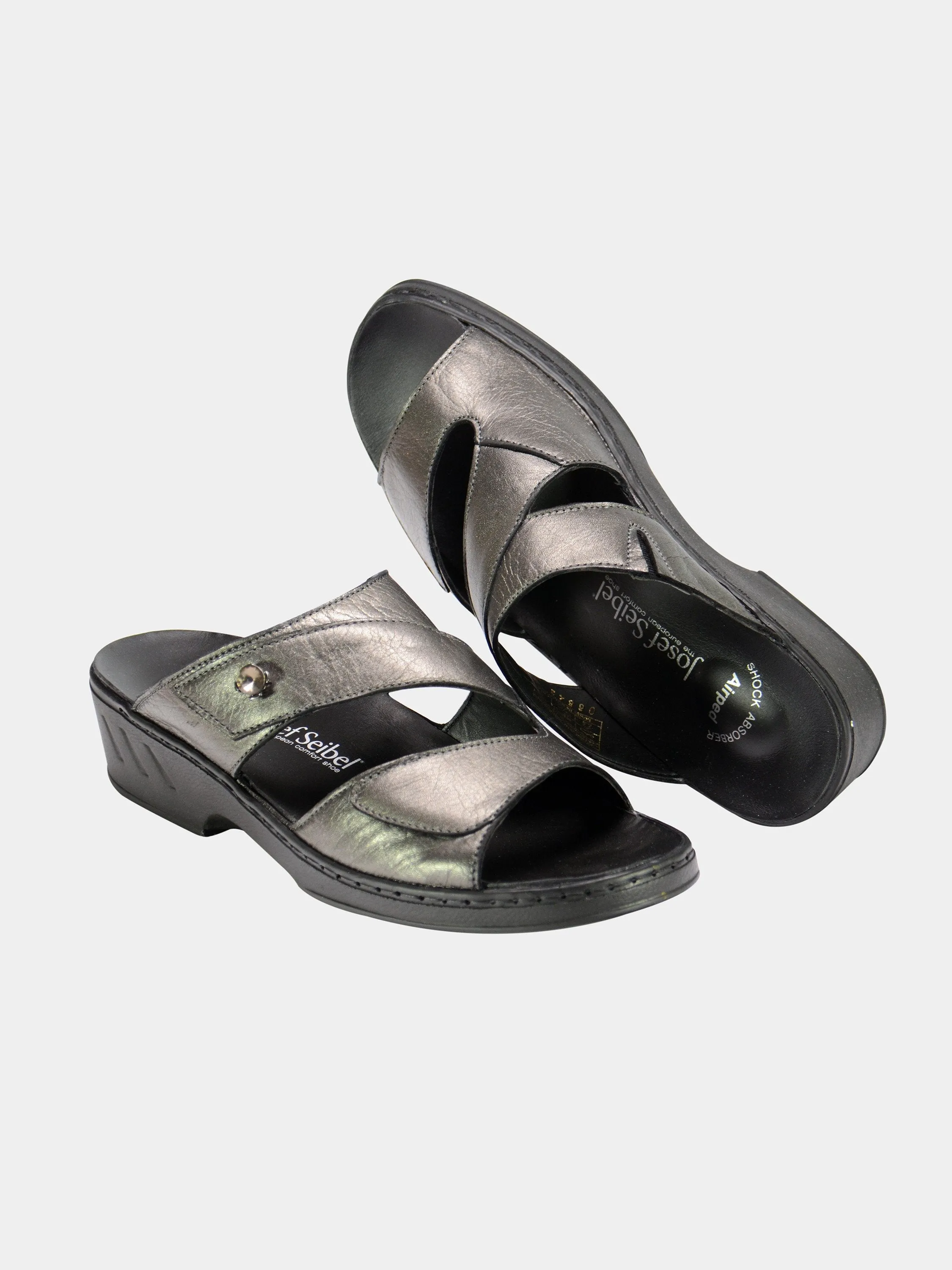 Josef Seibel Women's Double Strap Slider Leather Sandals