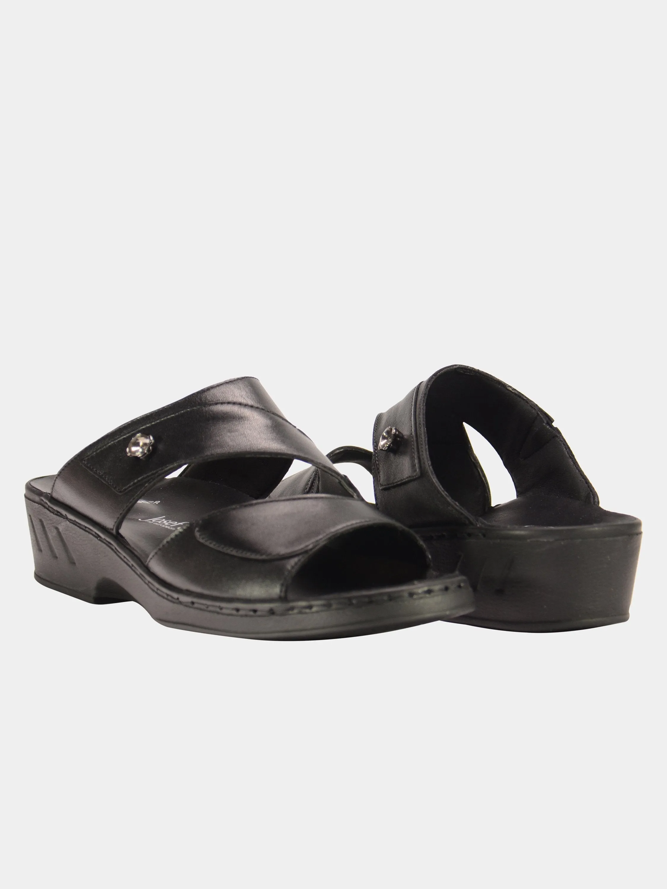 Josef Seibel Women's Double Strap Slider Leather Sandals