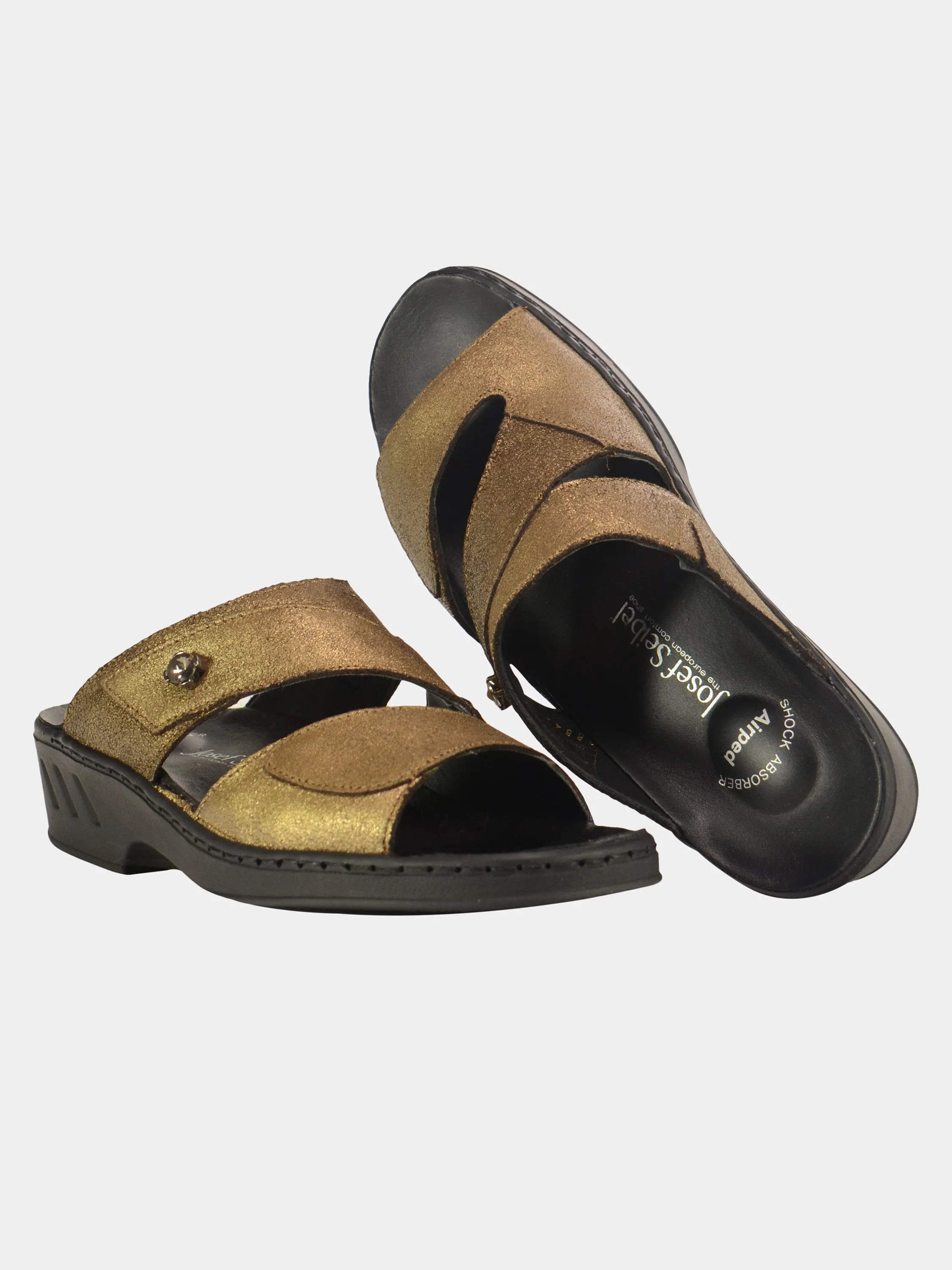 Josef Seibel Women's Double Strap Slider Leather Sandals