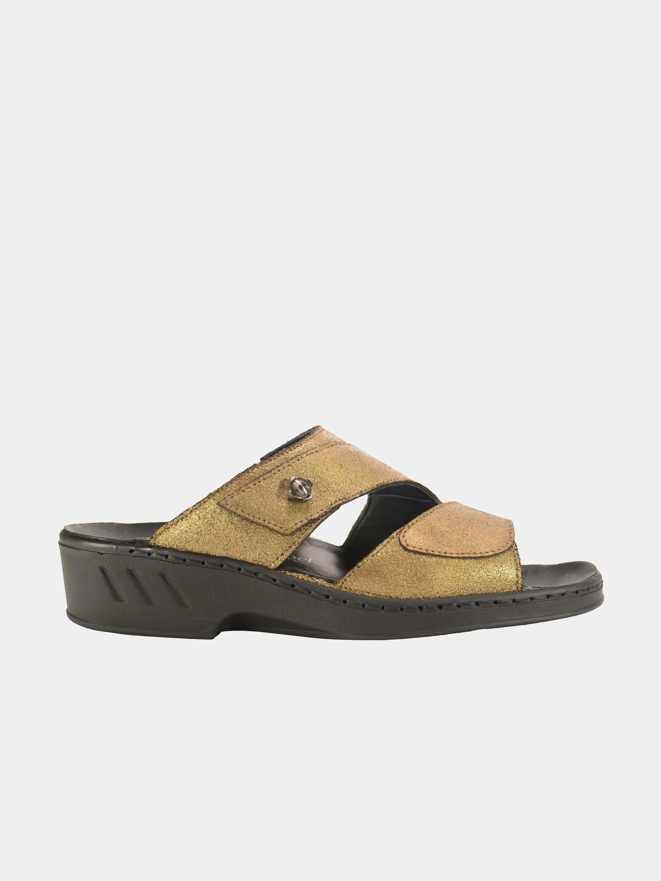 Josef Seibel Women's Double Strap Slider Leather Sandals