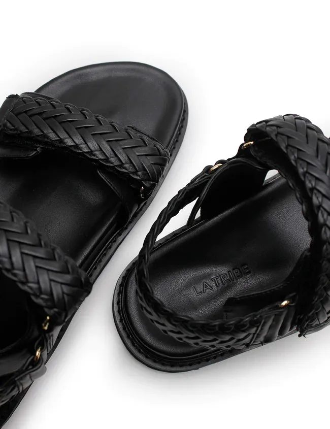 La Tribe Isla Braided Sandal - Black