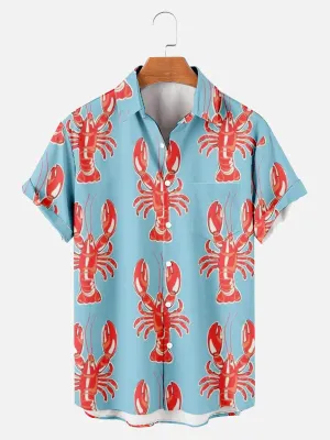 Mardi Gras Lobster Print Men's Shirt