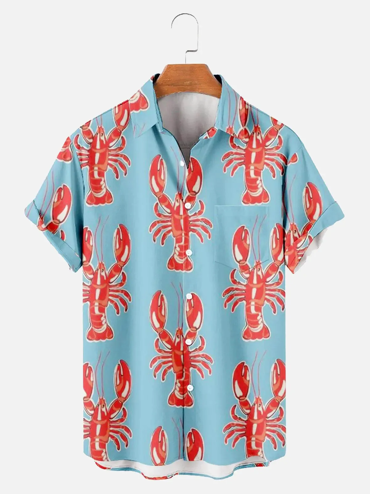 Mardi Gras Lobster Print Men's Shirt