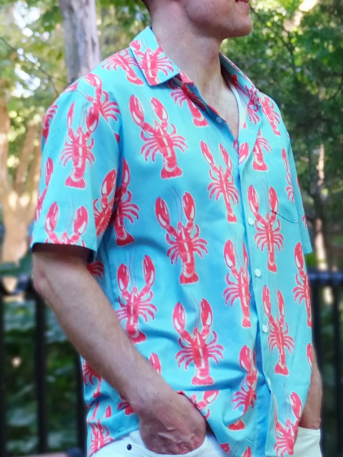 Mardi Gras Lobster Print Men's Shirt