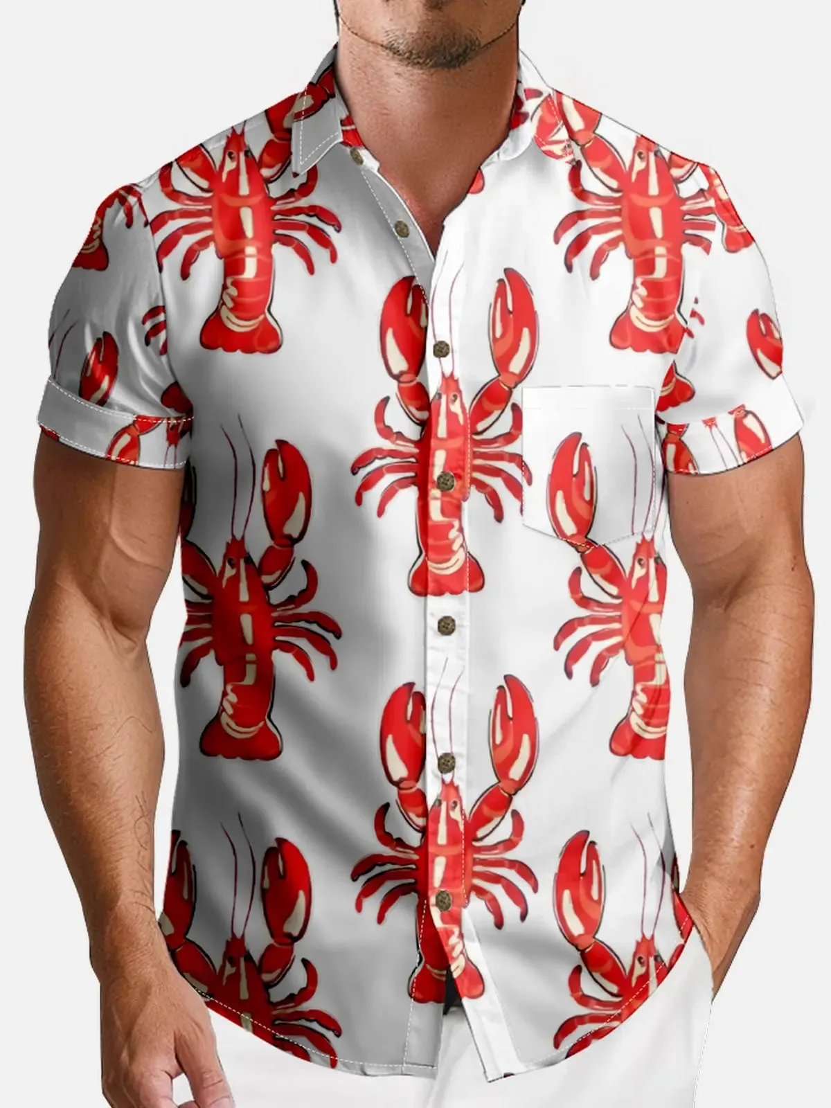 Mardi Gras Lobster Print Men's Shirt