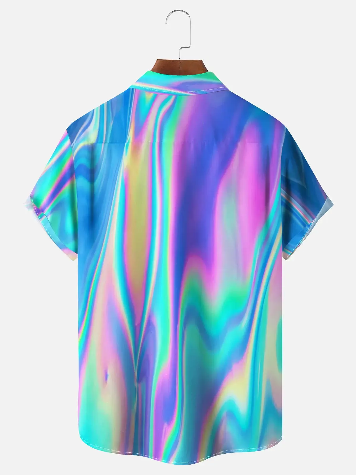 Men's Casual Blue Iridescent Short Sleeve Shirt