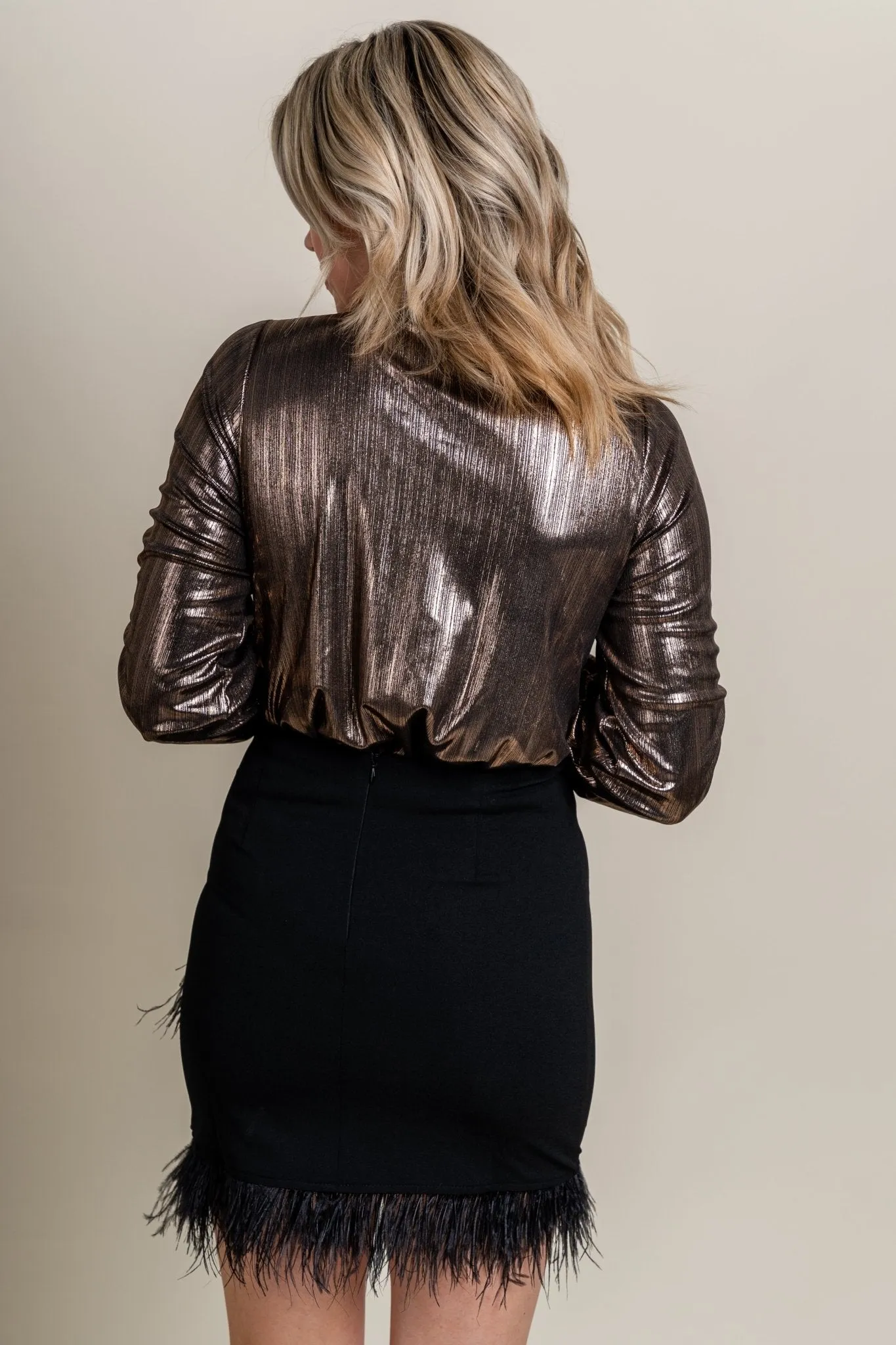 Metallic bodysuit black/bronze