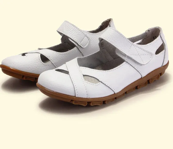 New fashion shoes woman genuine leather shoes women flats causal sandal round toe flexible ballet loafer