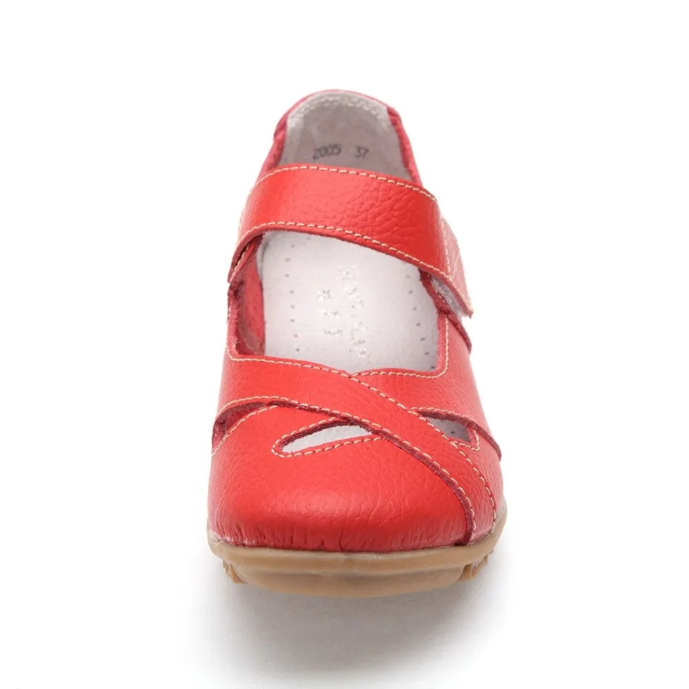 New fashion shoes woman genuine leather shoes women flats causal sandal round toe flexible ballet loafer
