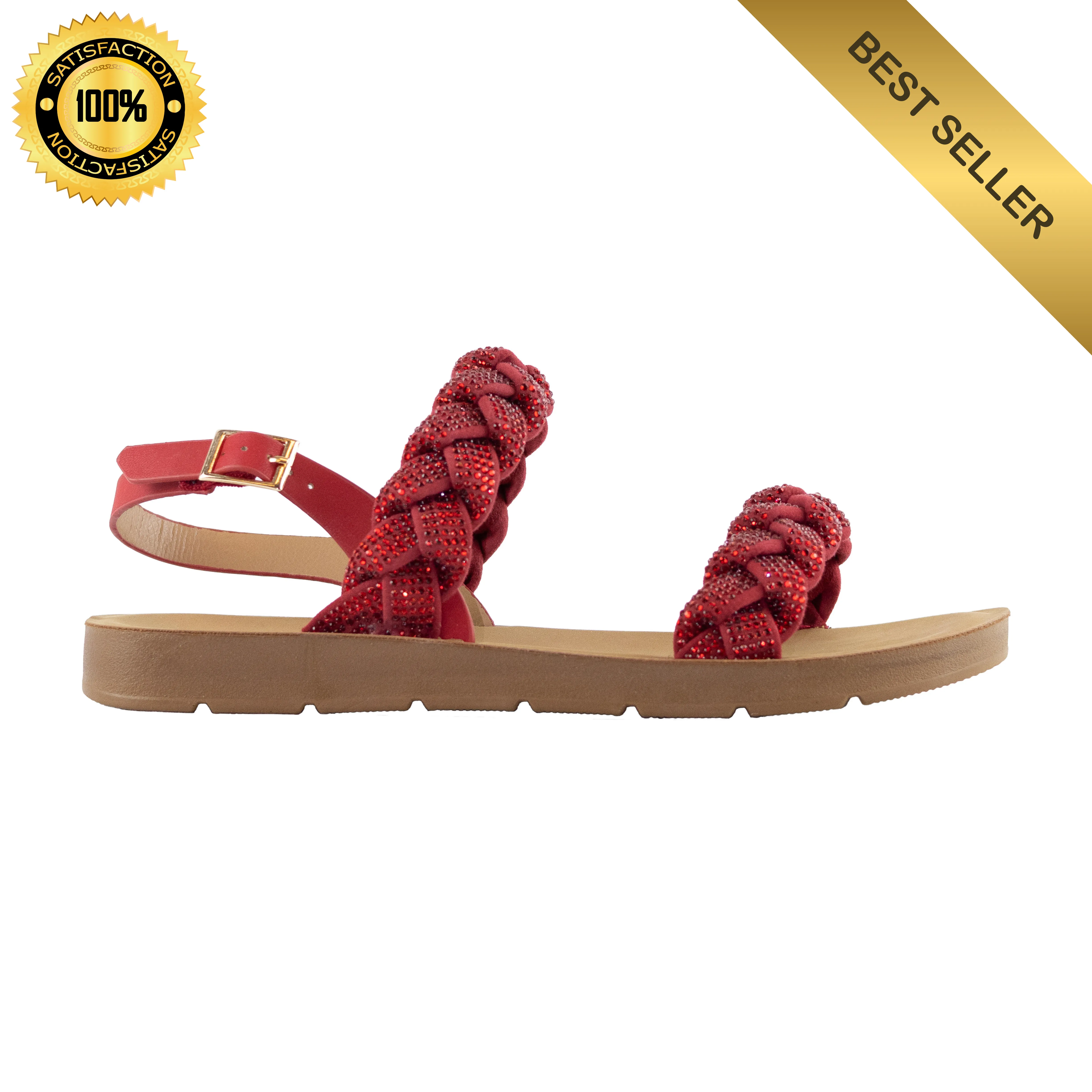 Stellar - Wide Fit Embellished Braided Straps Platform Sandals, Comfort Sole, Trendy Summer Footwear, Supportive Design, Perfect for All-Day Wear