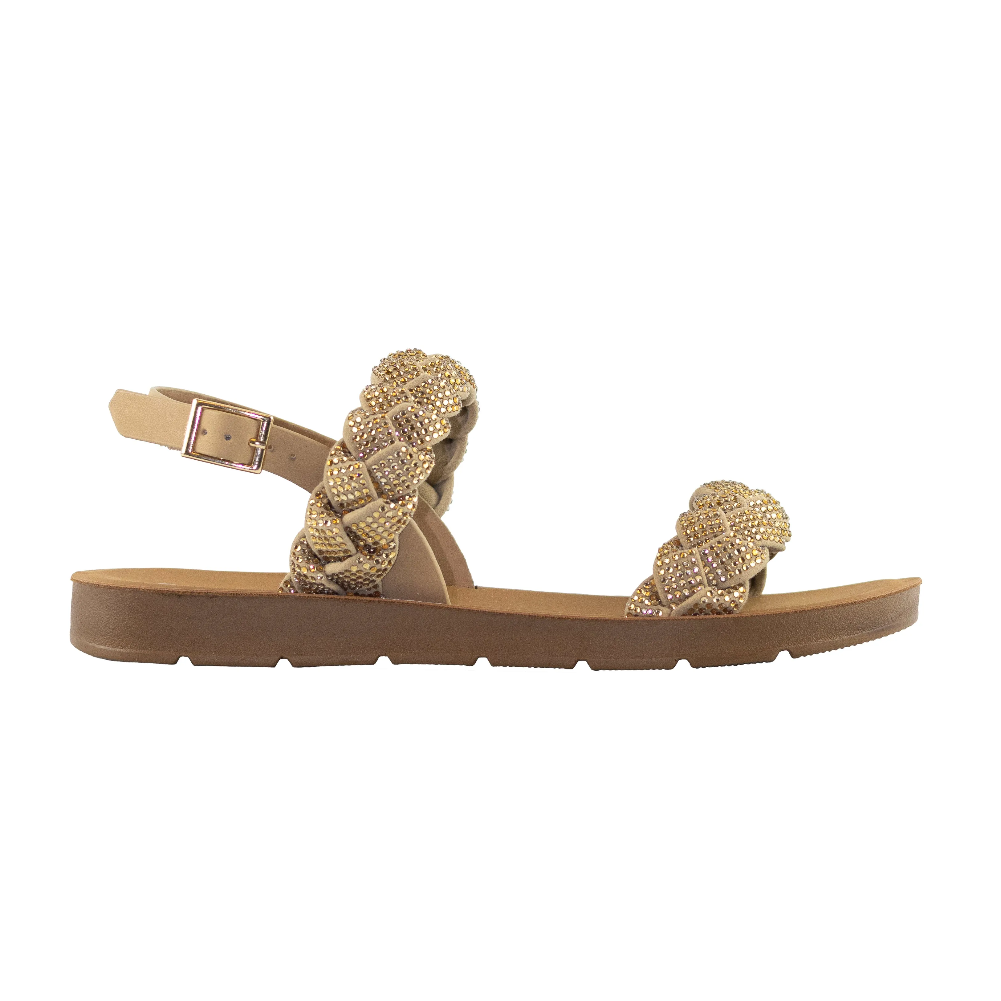 Stellar - Wide Fit Embellished Braided Straps Platform Sandals, Comfort Sole, Trendy Summer Footwear, Supportive Design, Perfect for All-Day Wear