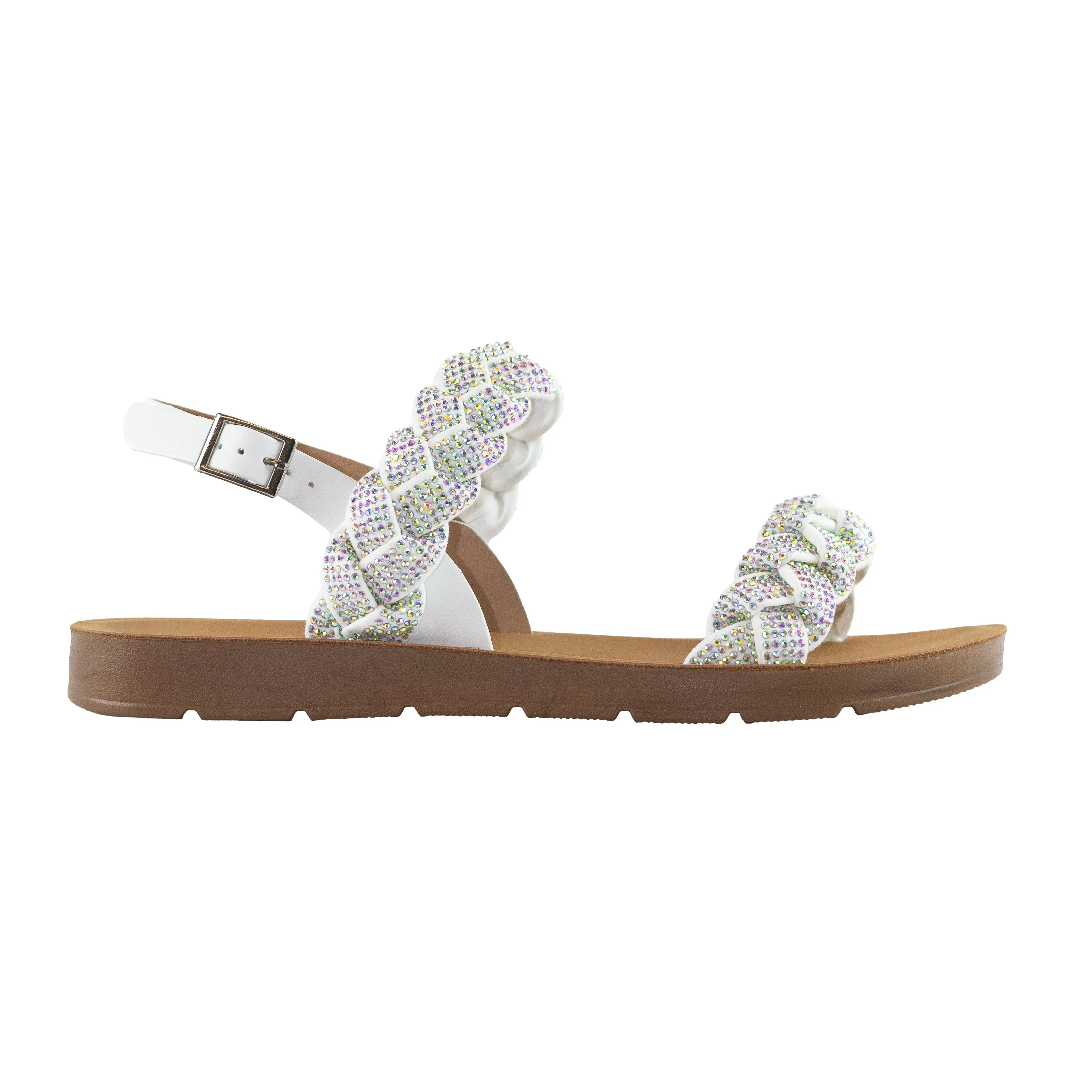 Stellar - Wide Fit Embellished Braided Straps Platform Sandals, Comfort Sole, Trendy Summer Footwear, Supportive Design, Perfect for All-Day Wear