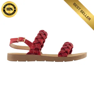 Stellar - Wide Fit Embellished Braided Straps Platform Sandals, Comfort Sole, Trendy Summer Footwear, Supportive Design, Perfect for All-Day Wear