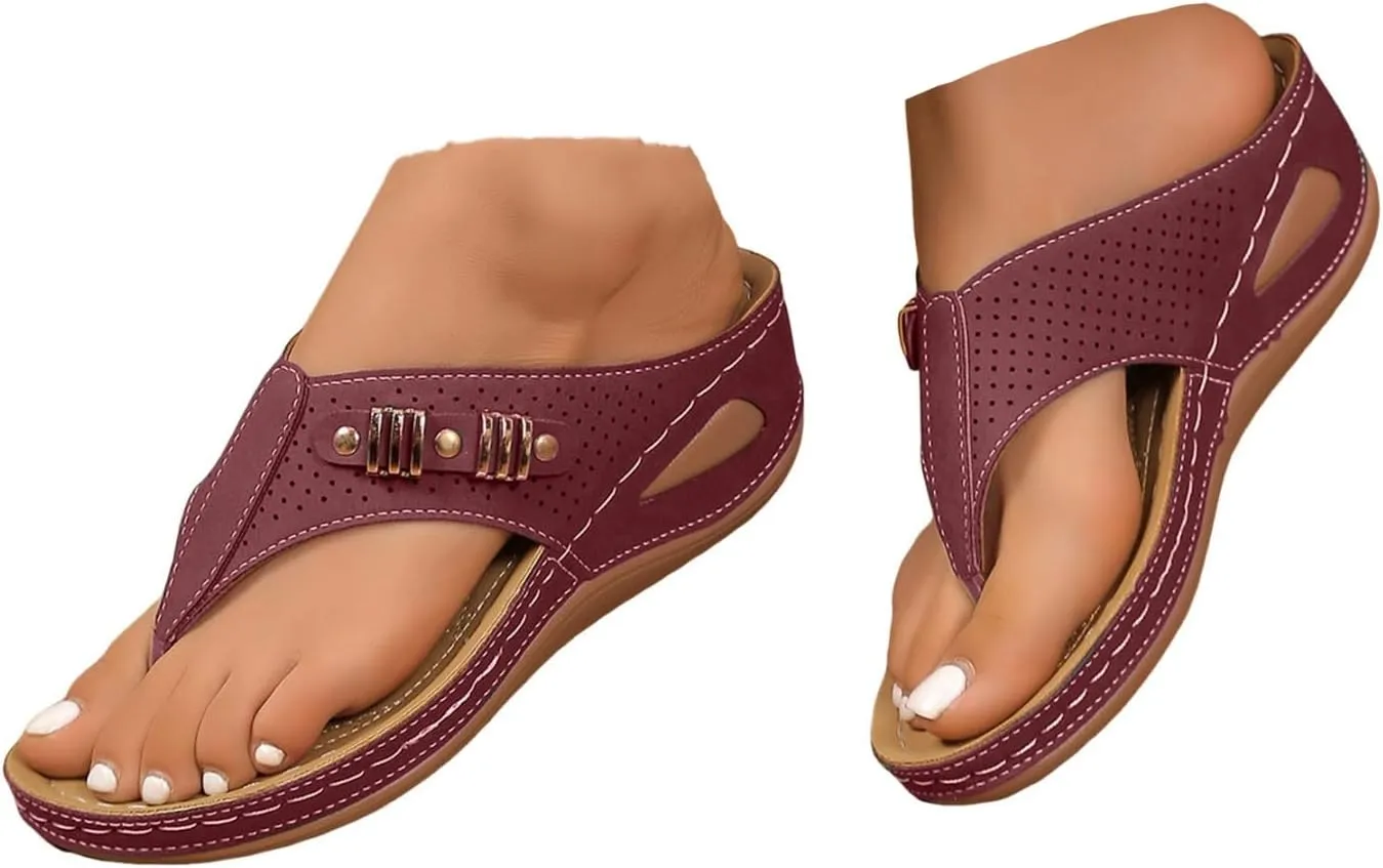 Women's Platform Wedge Flip Flops 2025 Summer Casual Fashionable Hollow Out Walking Wide Width Slides Comfortable Backless Mules Adjustable Slide Walking Shoes with Arch Support